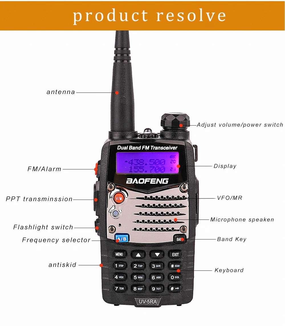 Baofeng UV-5RA VUHF 136-174400-520MHz Dual-Band Two-way Radio Walkie Talkie for UV 5RA cb portable radio (11)