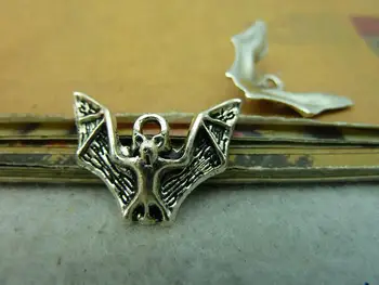 

30Pcs 17*23mm Antique Silver Vintage Bat Charm Pendant Jewelry Making