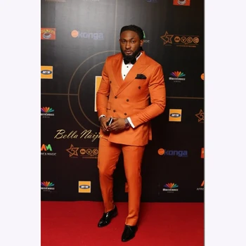 

Double Breasted Buttons Orange groom men suit Tuxedo 2018 Custom Made Casual Blazer Party 2 Piece Terno mens suits(Jacket+Pants)