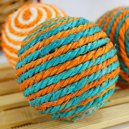 

Cat Pet Sisal Rope Weave Ball Teaser Play Woven Ball Chewing Rattle Scratch Chat Catch Toys for Cat