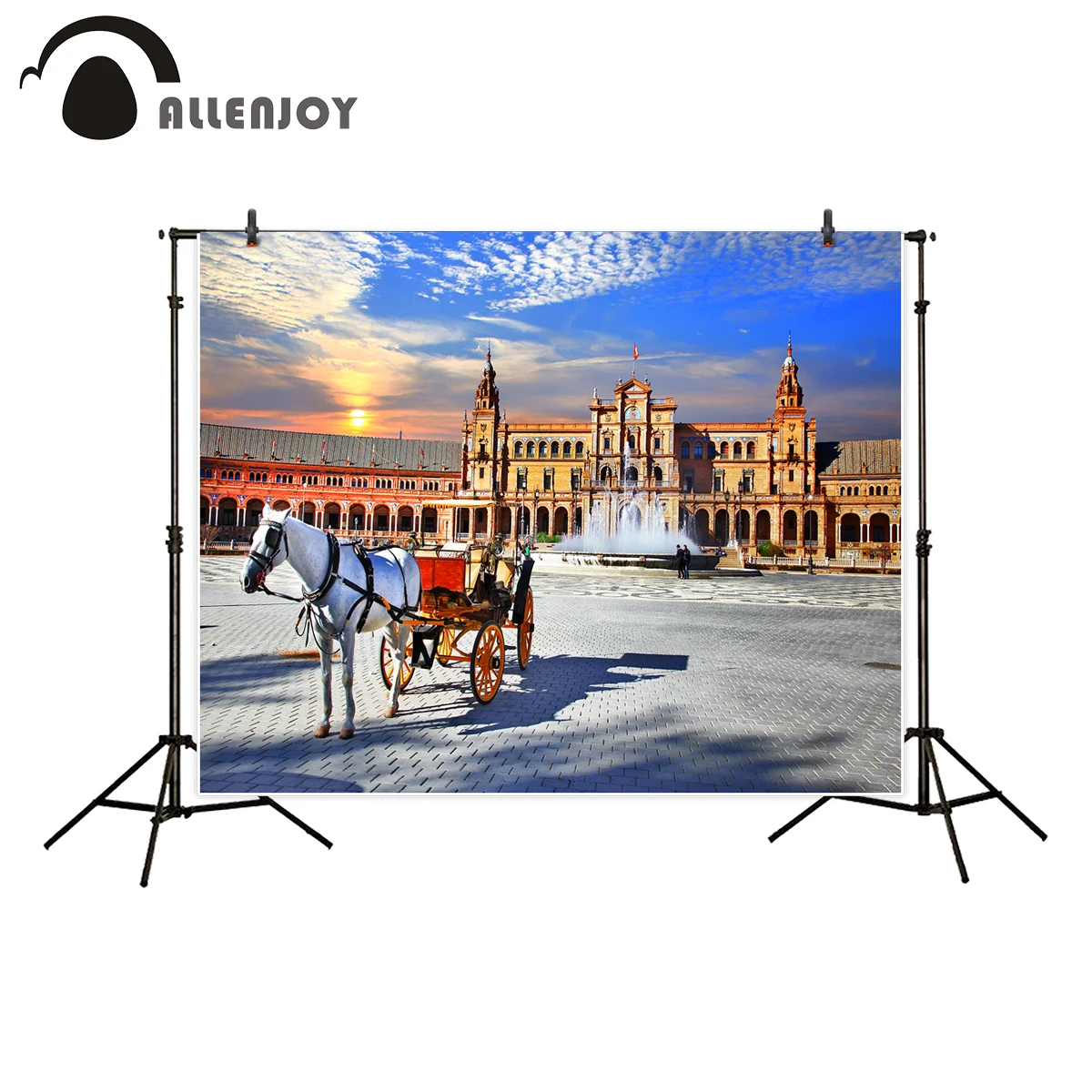 Allenjoy background for photo studio famous architecture piazza Espana in Seville spain photography backdrop