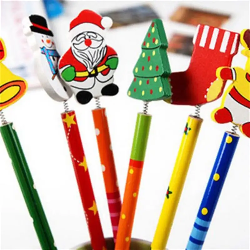6 шт. креативных детских канцелярских карандашей, Корейский Деревянный школьный стол, Рождественский карандаш для рисования, Стандартный Карандаш