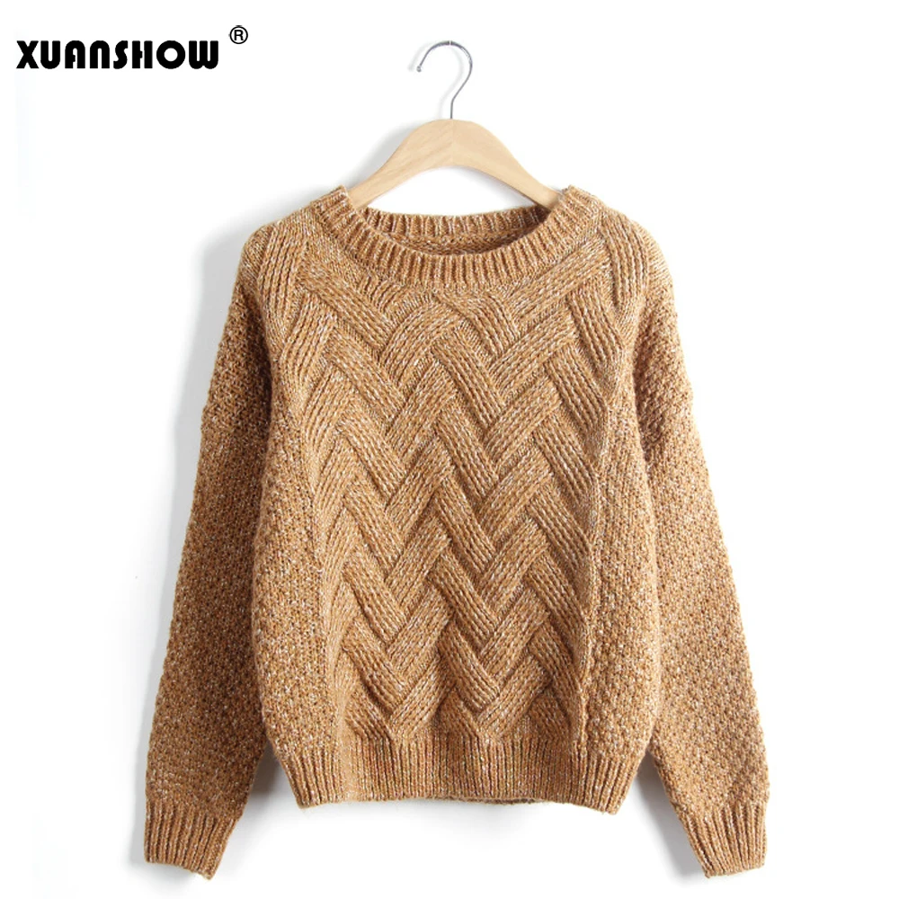 XUANSHOW Sueter Mujer Invierno, однотонные женские пуловеры с длинными рукавами, повседневные зимние толстовки Harajuku Mujer