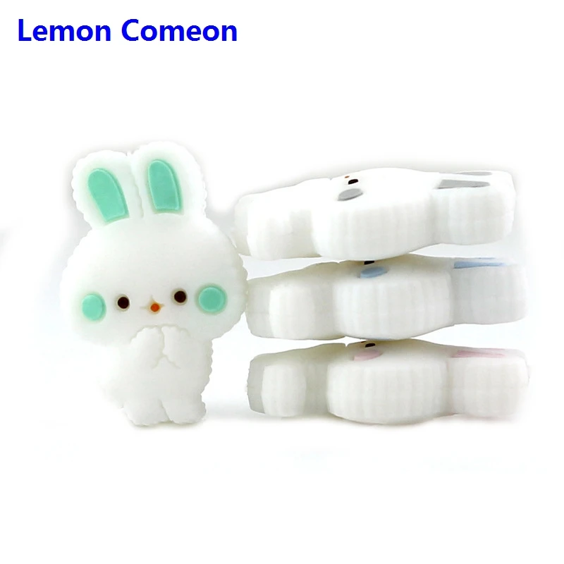 

Lemon Comeon 12PCS Baby Teether Mini Rabbit Beads Chew DIY Making Tooth Necklace Accessories Children's Product Silicone Beads