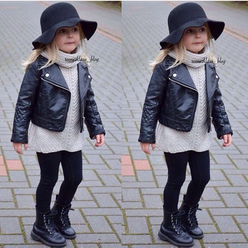 Короткая куртка для маленьких мальчиков и девочек модное пальто из искусственной кожи для отдыха на возраст от 0 до 5 лет мотоциклетная кожаная одежда, популярный бренд