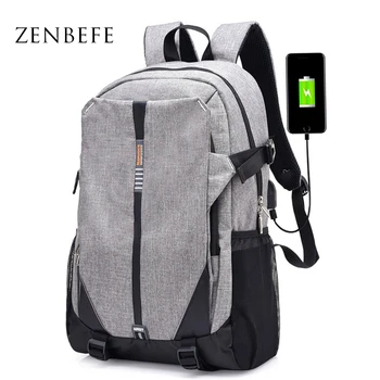 

ZENBEFE New Backpack Canvas Travel Bag Backpacks USB Charging Student Bag Laptop Bags Casual Rucksack Daypack Student Bookbags