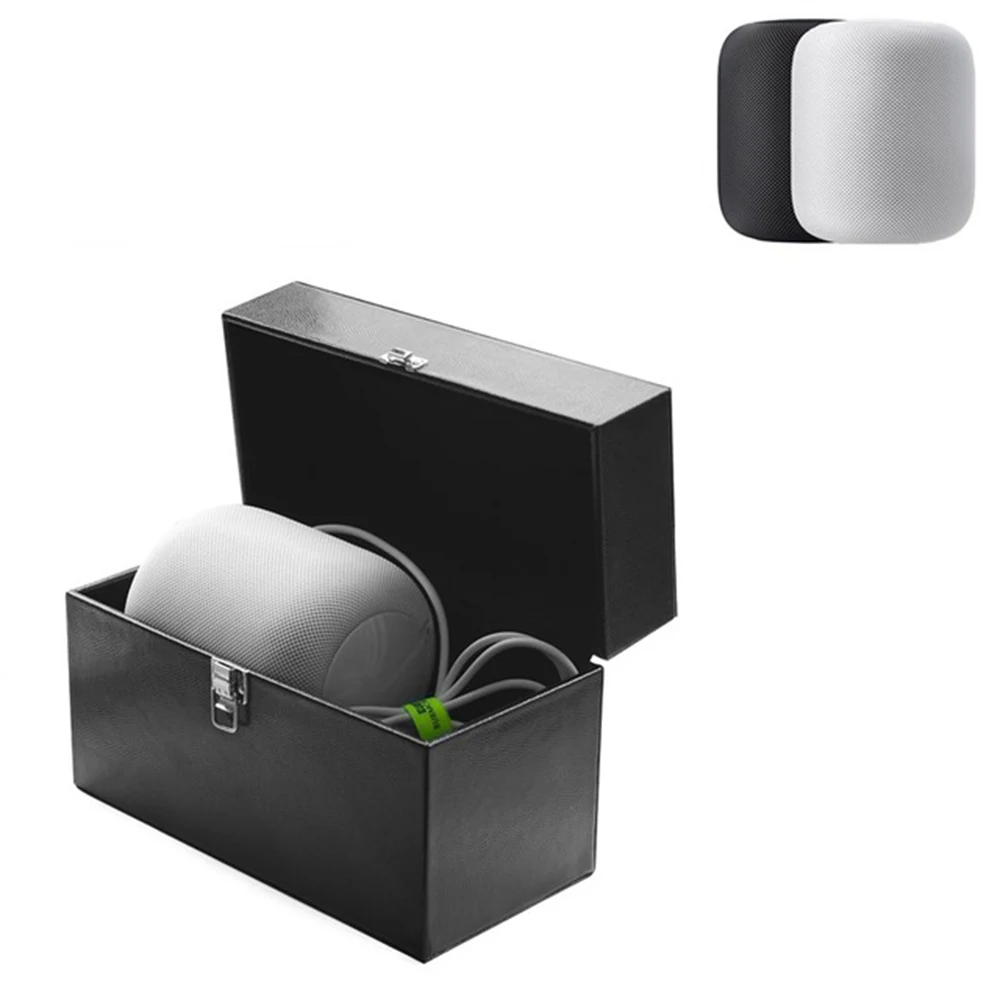 

PU Speaker Case Cover For Apple homepod Bluetooth Speakers Sound Box Storage Carry Bag Pouch Mesh Pocket Strap Handbag Case