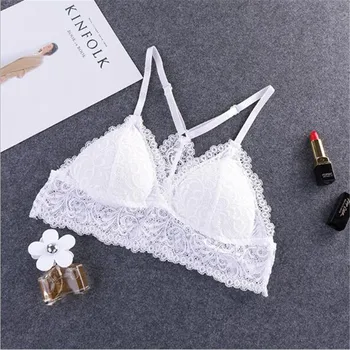 

Wireless Bras For Women Bralette Lingerie Sexy Push Up Padded Lace Bra Y-line Straps Backless Bras Seamless Intimates Crop Top