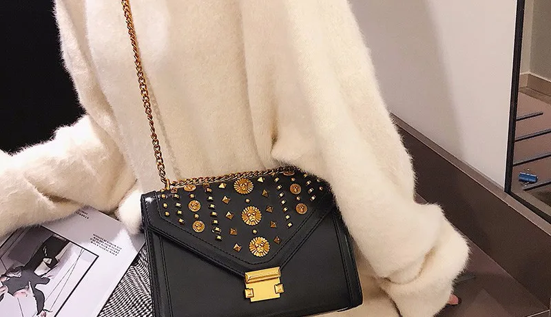 luxury women bag female shoulder bag Ladies messenger bags with rivet_17