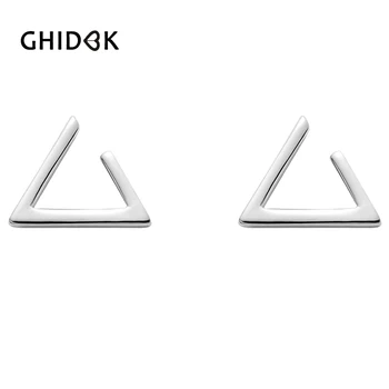 

GHIDBK Real 925 Sterling Silver Tiny Open Triangle Stud Earrings for Women Minimalist Geometric Earrings Studs Statement Design