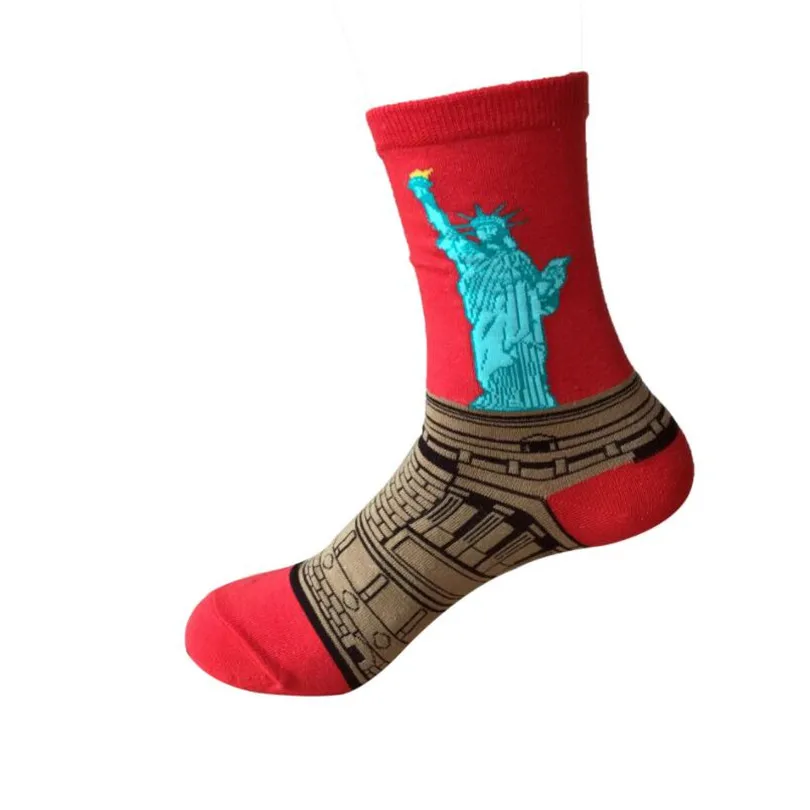 YGYEEG, модные художественные хлопковые носки с принтом, рисунок для женщин и мужчин, лидер продаж, дизайнерские носки, новинка, забавные носки в стиле Харадзюку на осень и зиму - Цвет: W029Statueof liberty