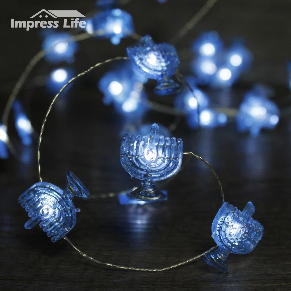 

Chanukah Hanukkah Candelabra Menorah LED String Lights 10ft Messianic Jewish Charms Judaism Hebrew Israel Sabbath Decorations