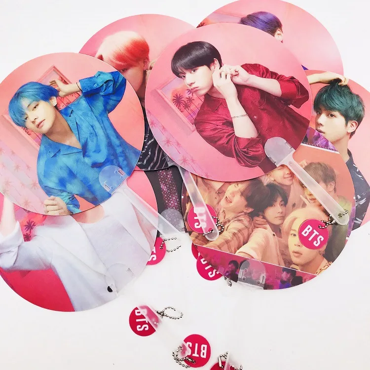 

Kpop Bangtan Boys MAP OF THE SOUL PERSONA Same Translucent Fans JIMIN JUNGKOOK V Make Up Same Fans Doulbe Sides Printed 18CM
