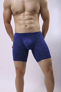 Men's Long Leg Solid Sport Fashion Soft Casual Boxer Underwear man shorts 05