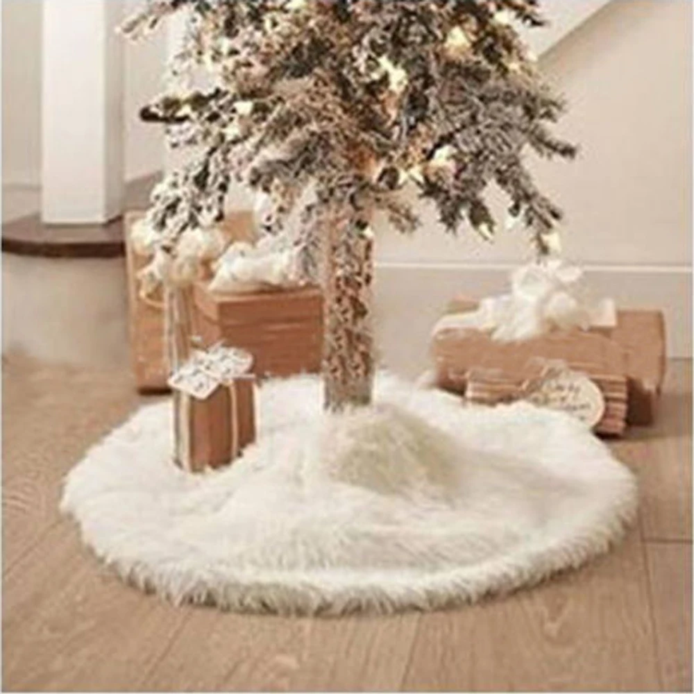 For Christmas Tree Dress Snow Plush Skirt Base Floor Mat Cover Snowflake Decor 