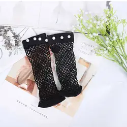 1 пара летних носков Для женщин пикантные жемчужные бусы Кружева ажурные ботильоны на высоком сетки Рыба Чистая короткие носки