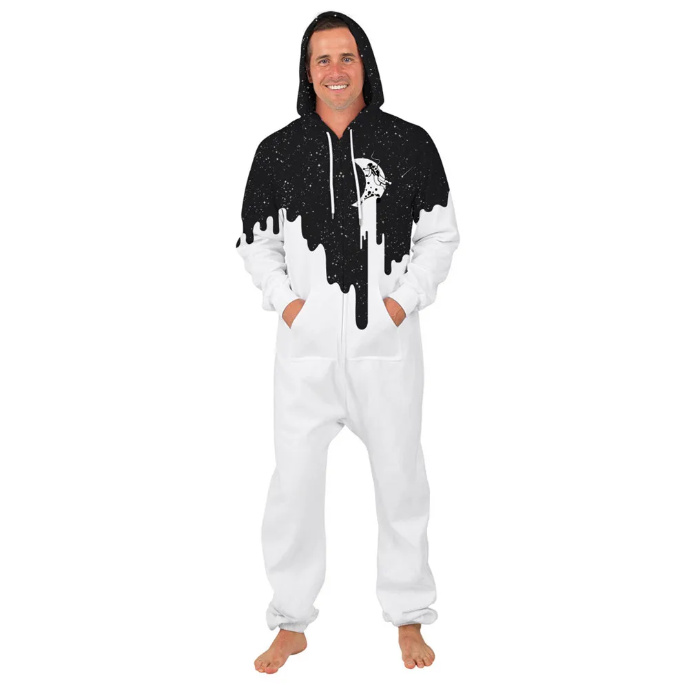 ISTider 3D Черный Galaxy белый Комбинезоны для женщин/мужчин зима/весна унисекс одежда для отдыха свободные толстовки на молнии комбинезон