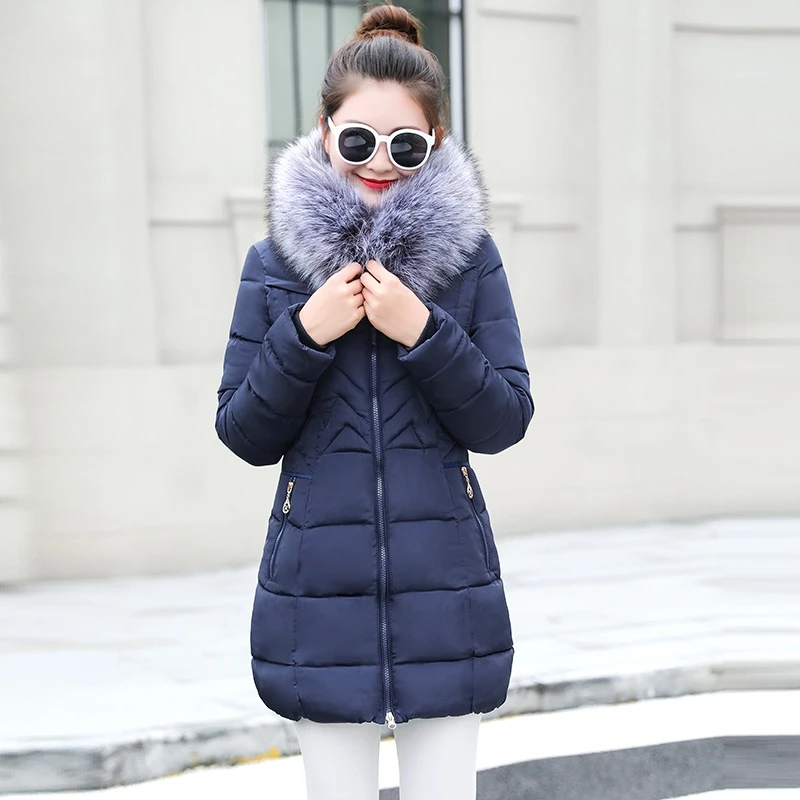 6XL más tamaño mujeres invierno abajo chaquetas de algodón 2019 nuevo cuello de piel grande con abrigo de invierno mujer gruesa chaqueta de invierno parka larga,|Parkas| - AliExpress