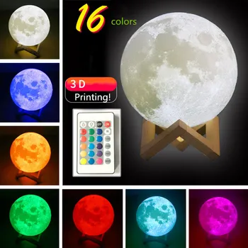 

Free Shipping Creative Led 3D Pringting Night Light Lunar Lamp Portable USB Rechargeable Table Light Remote Control Lamp
