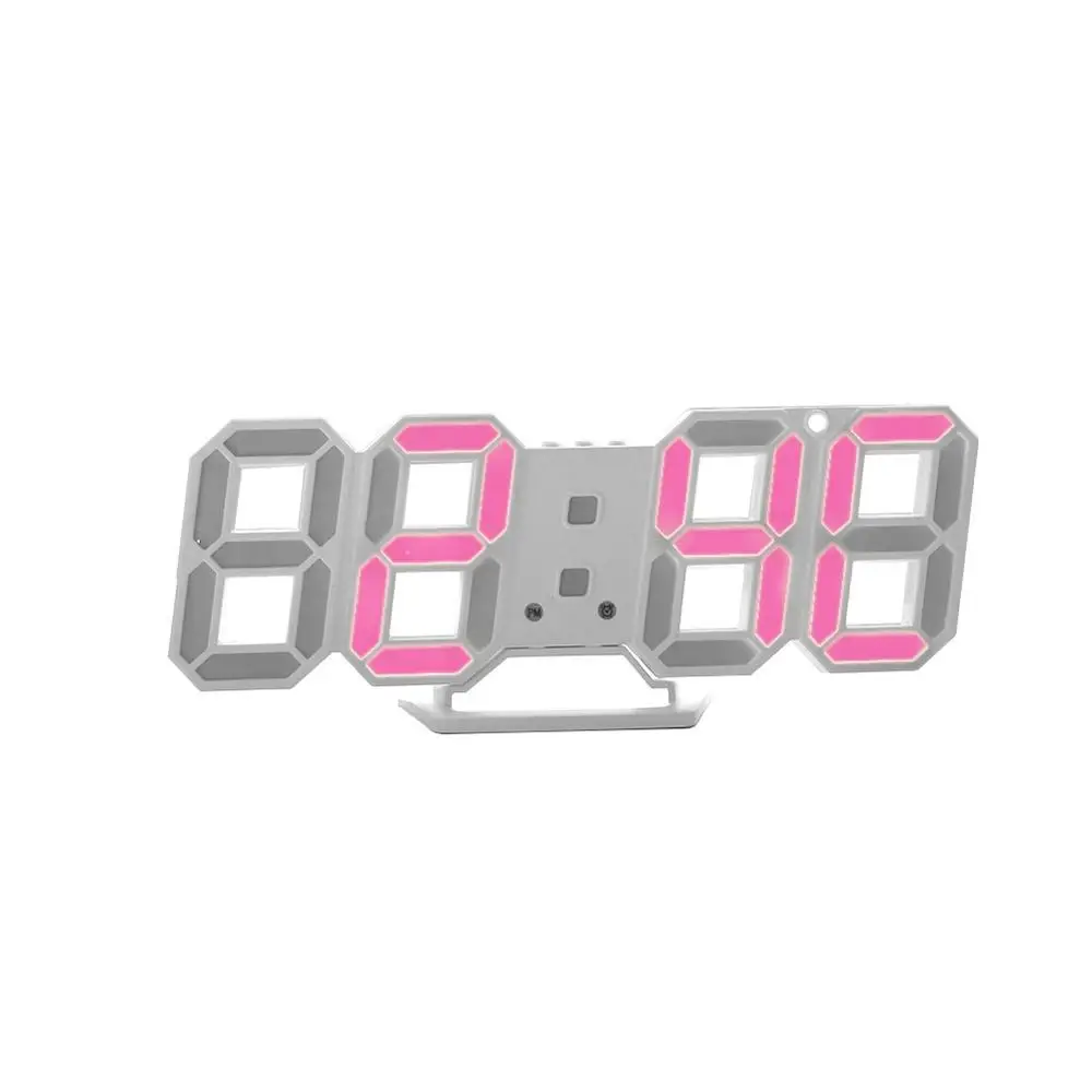White Red 3D светодиодный современный настенные часы дисплей 3 уровня яркости затемнения Ночная функция повтора для дома, кухни, офиса#252761 - Цвет: White Red