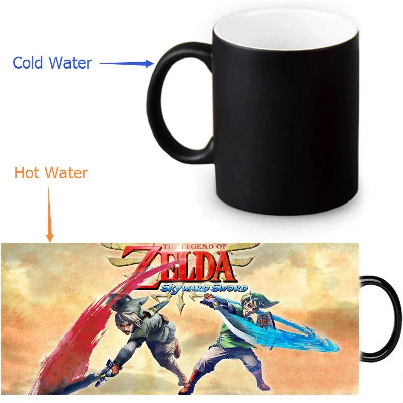 

Custom Coffee Morphing Mugs Legend of Zelda Heat Sensitive Tea Milk Cup Black Color Changing Magic Ceramic Mug 350ml/12oz