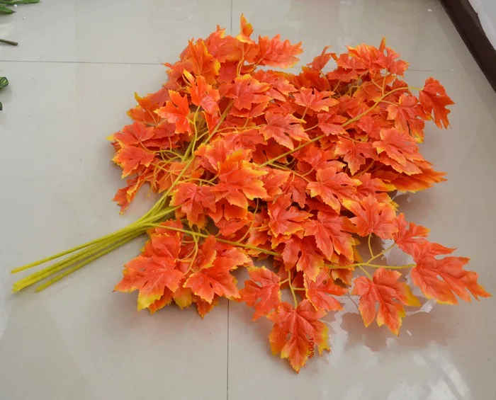 

65CM Length Artificial silk Red Maple Leaf Tree Leaf Leaves Branch for Wedding Home Office Decorations supplies