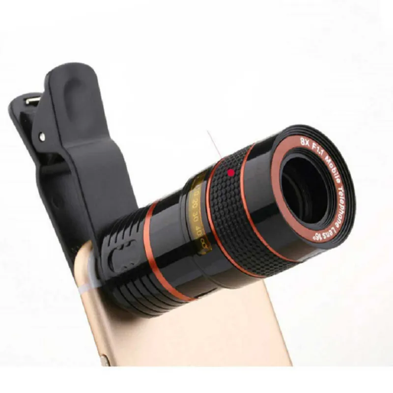 

Universal 8X Zoom Telescope Lens Magnifier Clip On Binocular Photography for Cellphone SmartPhone Black