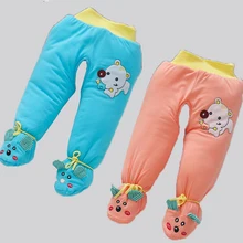 Детские штаны с хлопковой подкладкой, носки, зимние хлопковые брюки для новорожденных, Детские тренировочные штаны для мальчиков и девочек, детские зимние комбинезоны, комбинезоны