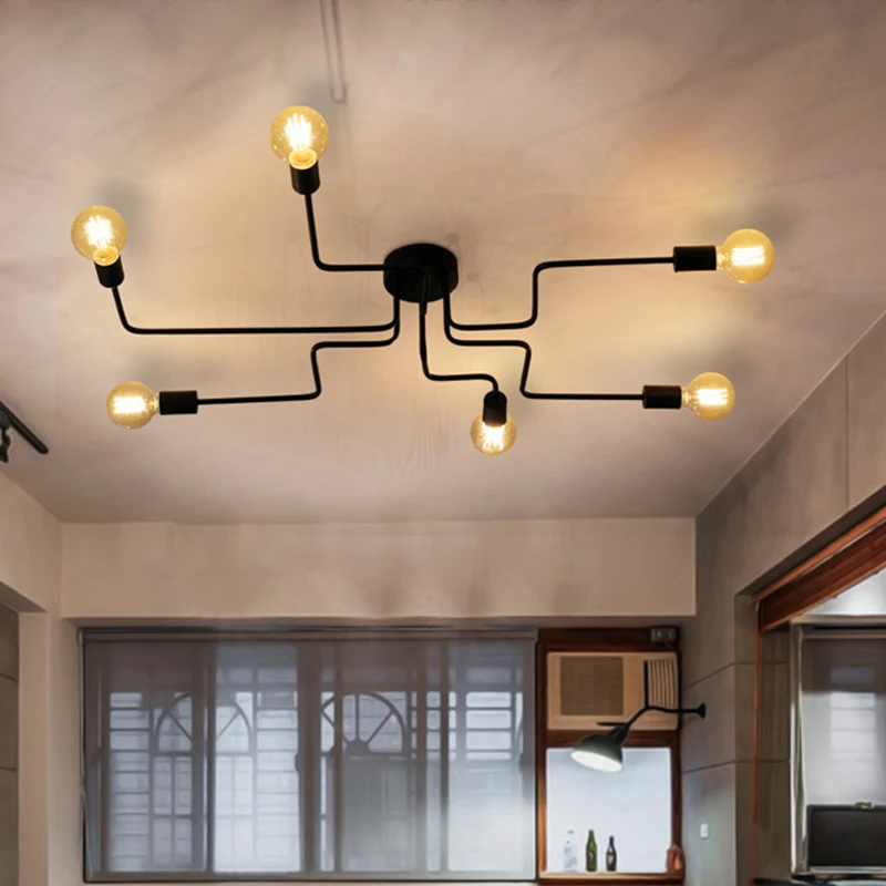 Modern iron industrial painted Nordic Ceiling Lights E27 Plafonnier LED ceiling Lamp Luminaire For  - 32860448291