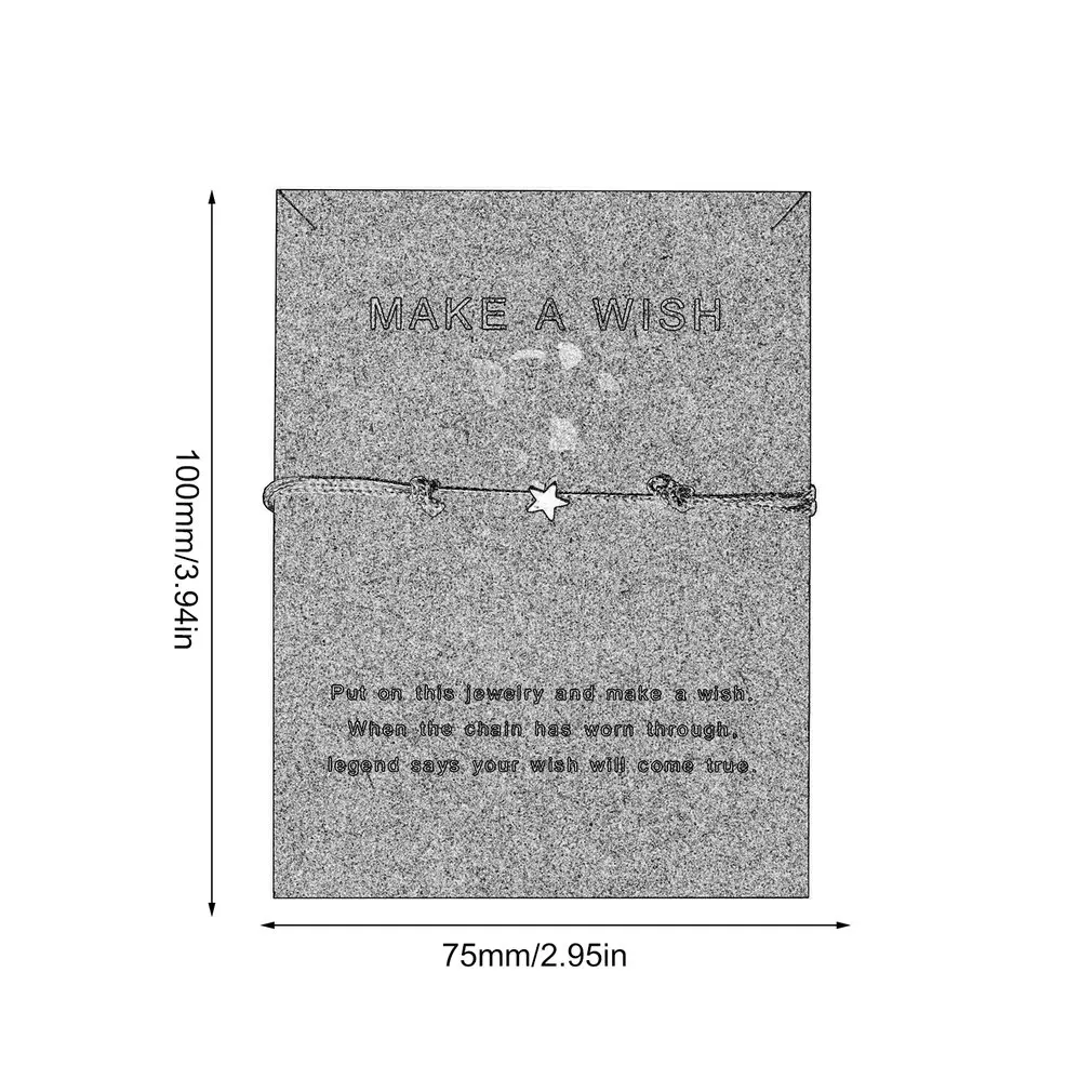 Мода сделать пожелание бумажная карта звезда плетеная Регулируемая цепочка медный браслет аксессуары для повседневной носки