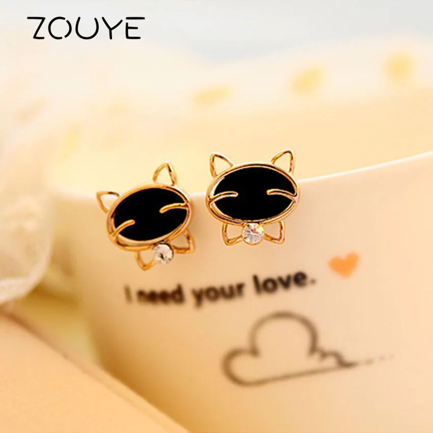

ZOUYE Cat Stars Stud Earring Fairy Lovely Cute Romantic Golds Shine Blink Earrings Fashion Jewelry Cubic Zirconia Earrings