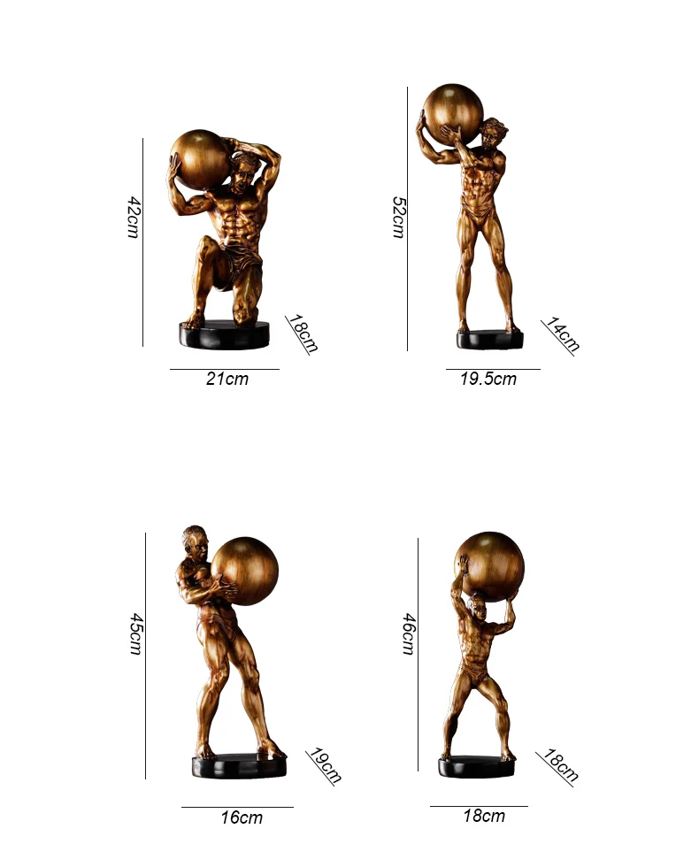 52 см высокая скульптура домашняя смола для мебели статуя ремесла креативный бодибилдер сильный человек Держа Мяч статуетка с узором