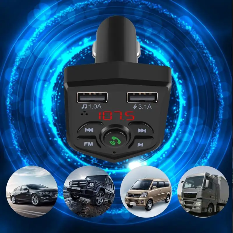Многофункциональный fm-передатчик Автомобильный MP3-плеер громкой связи Автомобильный bluetooth-плеер USB Автомобильное зарядное устройство Поддержка tf-карты U диск