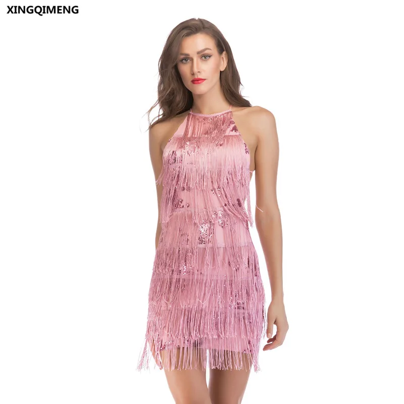 In Stock Sexy Halter Tassel Sequined Cocktail Dresses Backless Elegant Short Cheap Simple Formal Dress Mini Chic Prom Gown | Свадьбы и