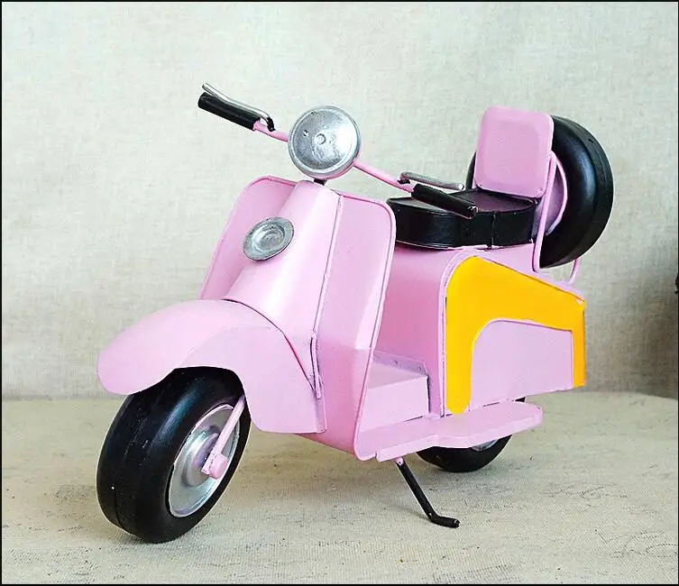 Большой металлический винтажный скутер модель мотоцикла ручной работы ретро двигатель модель автомобиля железная, ручной работы мотоцикл домашний рабочий стол Декор - Цвет: pink