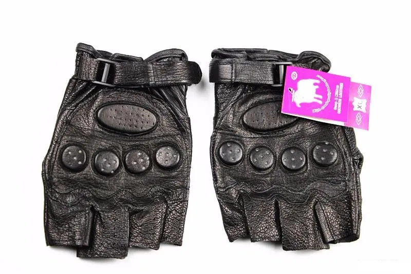 Кожаные перчатки на полпальца мужские полностью кожаные сшитые Швейные спортивные перчатки для езды на открытом воздухе из овчины
