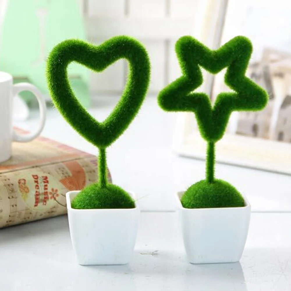 4pcs Artificial grass Love Heart Star Turf small cute animals toy decorations animal grass land Reduce the eye fatigue decor