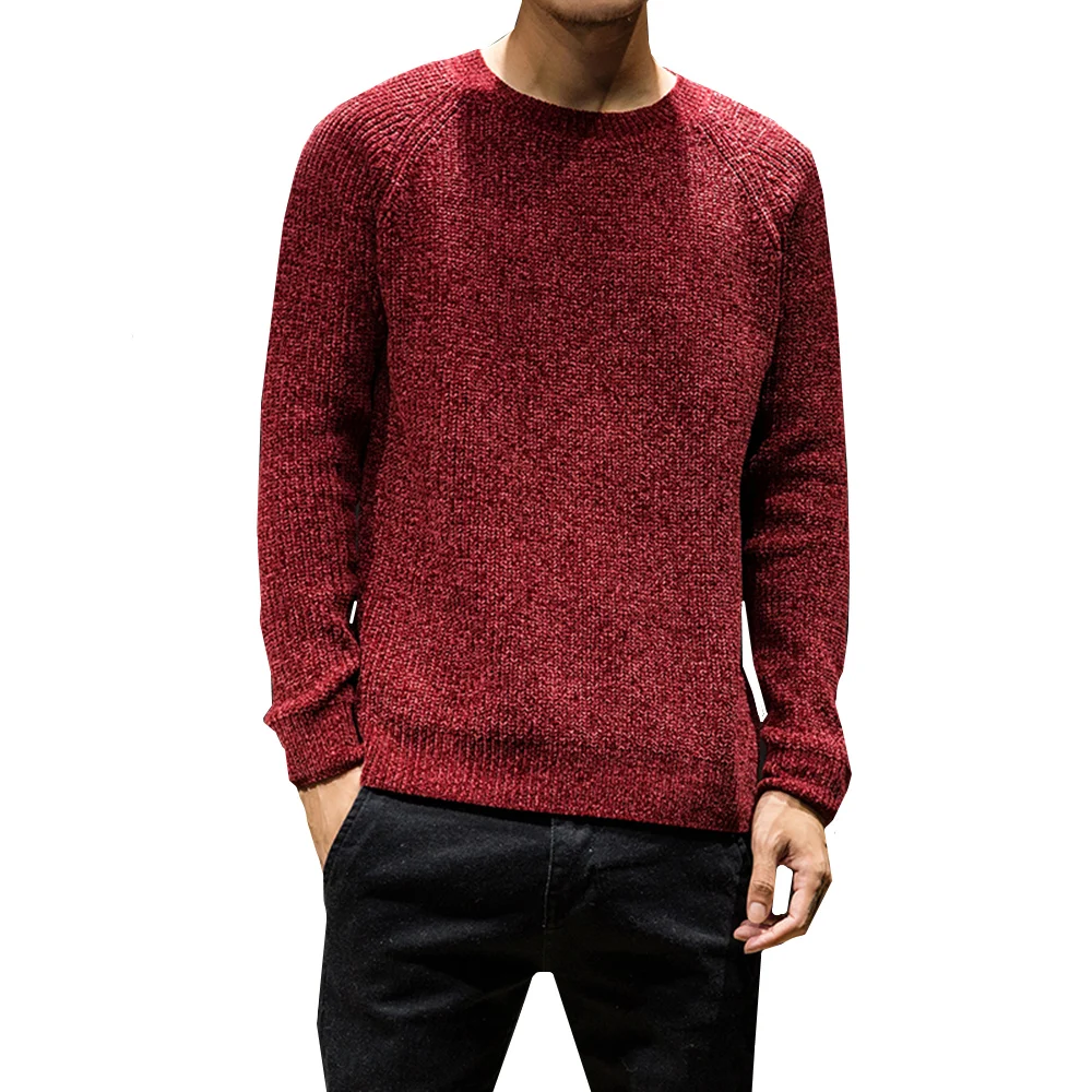 

Men Pullover Sweater Solid color Slim Basic Knitted Round Neck Shirt Male Costume Clothes Autumn Winter Warm Fashion New Hot