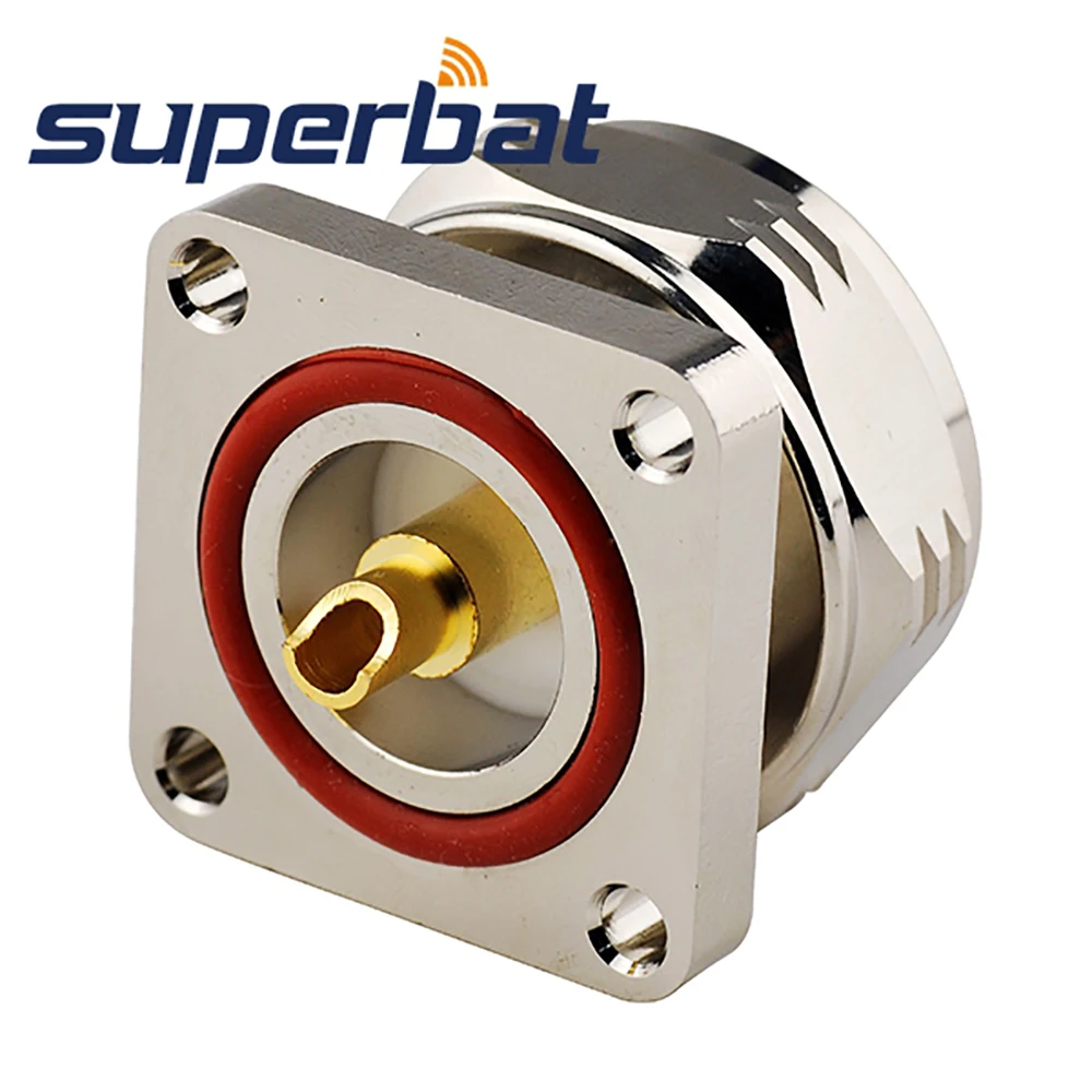 RF Coaxial Connector Male 4 Hole Panel Mount with Solder Cup