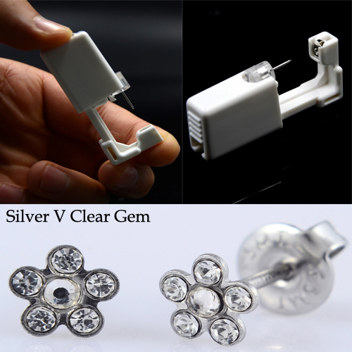 Disposable Device Machine Tools Piercing NO PAIN Safety Sterlised Easy Ear Piercer Sterile Bezel Dasiy Flower Ear Stud