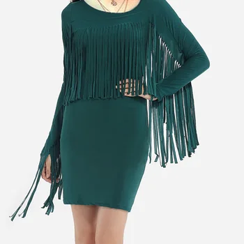 

Winter Autumn Women Bodycon Dresses 2019 Casual Long Sleeve Tassel Party Dress Sexy Bandage Mini Female Dress Vestidos