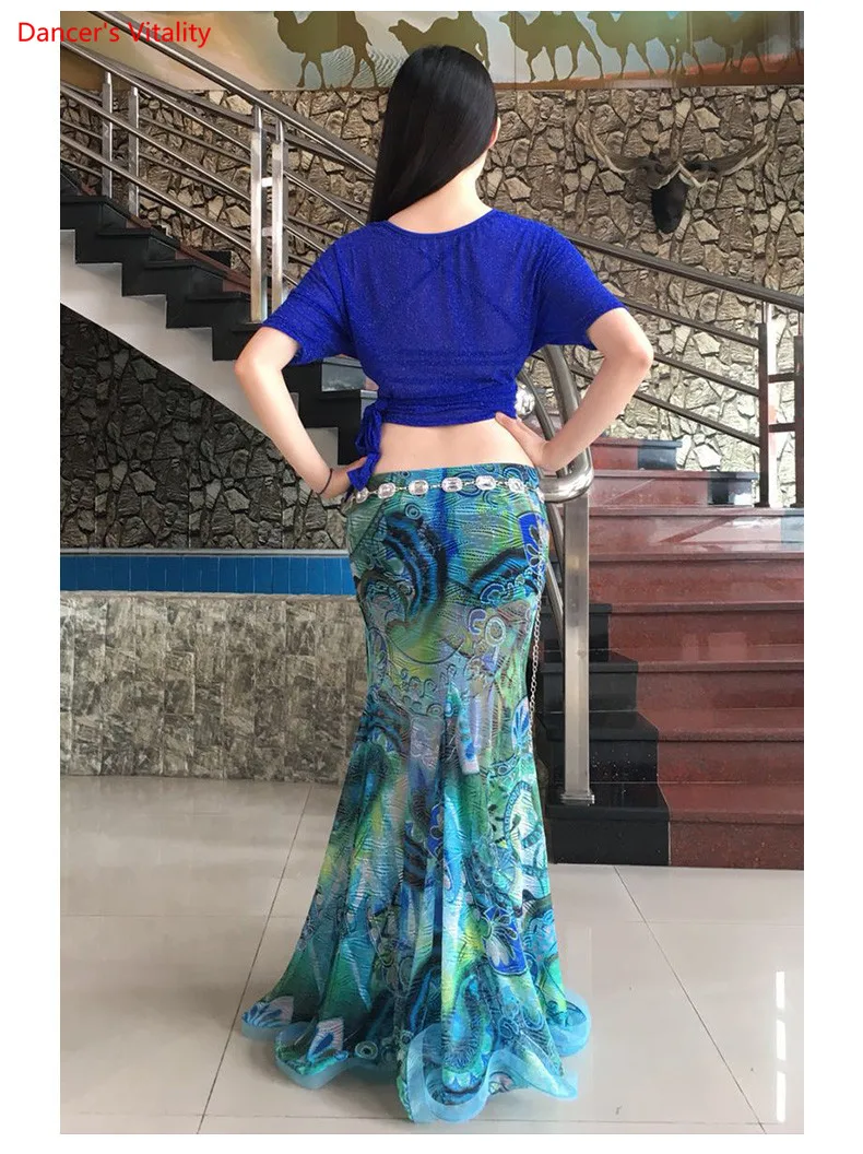 Танец живота оптом. Для женщин Mesh+ кружева Bellydance топ / юбка 1 шт. Летняя практика ткань Длинная юбка с
