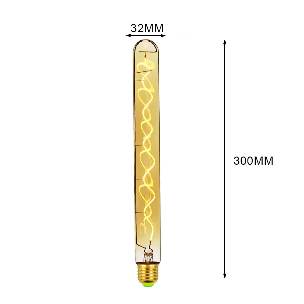 TIANFAN Edison ЛАМПЫ старинная лампочка T32 300 мм длинная Светодиодная лампа спиральная нить 4 Вт диммируемая 220/240 в E27 декоративная лампа накаливания