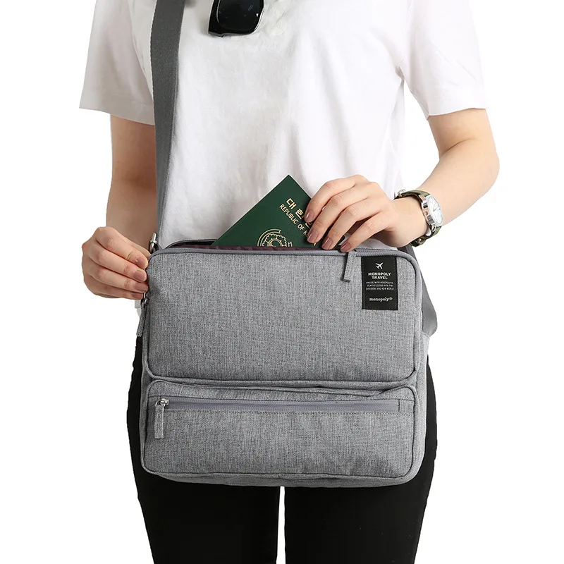 

Travel bag single shoulder men's and women's bag multi-layer document collection bag traveling large capacity bag