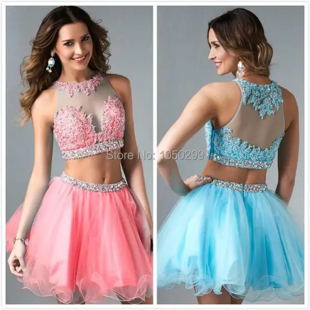 Blue Puffy Short Prom Dresses