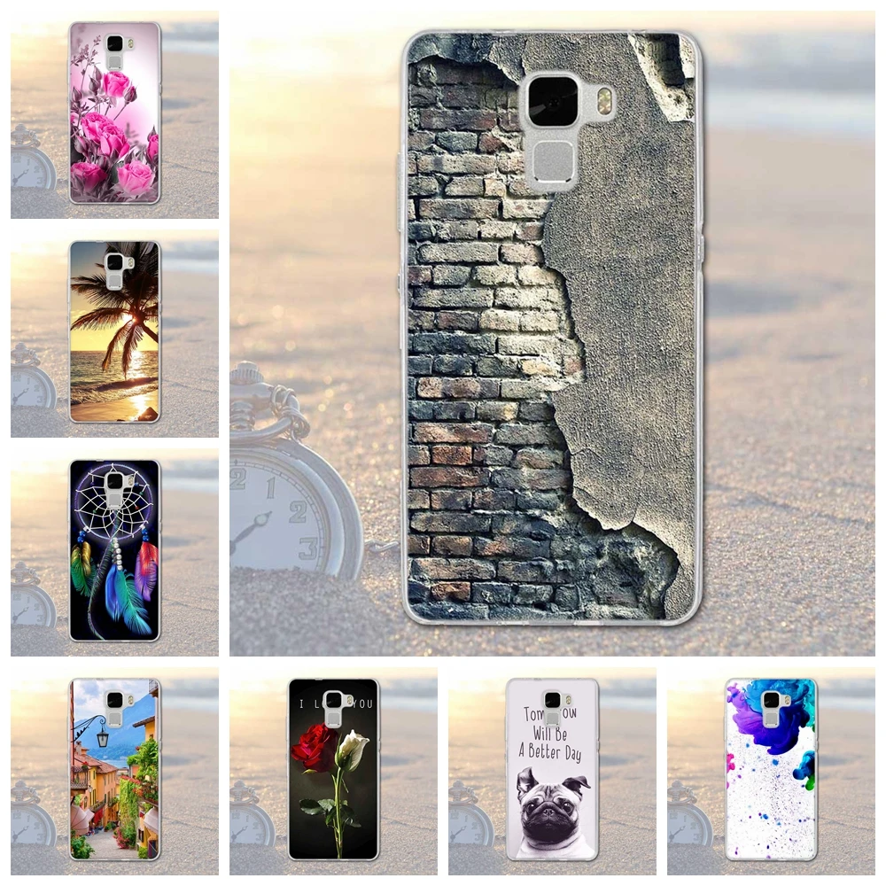

Phone Case Cover for Huawei Honor 7 Transparent Flower Owl Clouds Ultra Soft TPU Back Capa Shell Silicone Cases for Huawei Honor