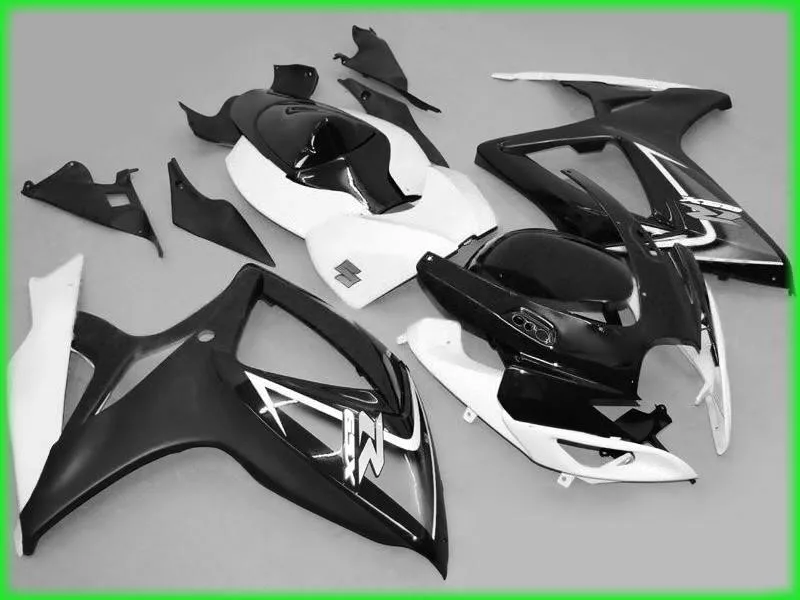 Высококачественный ABS Пластиковый обтекатель комплект для suzuki GSXR 600 750 2006 2007 белый черный набор обтекателей для инъекций GSXR750 06 07 HQ134