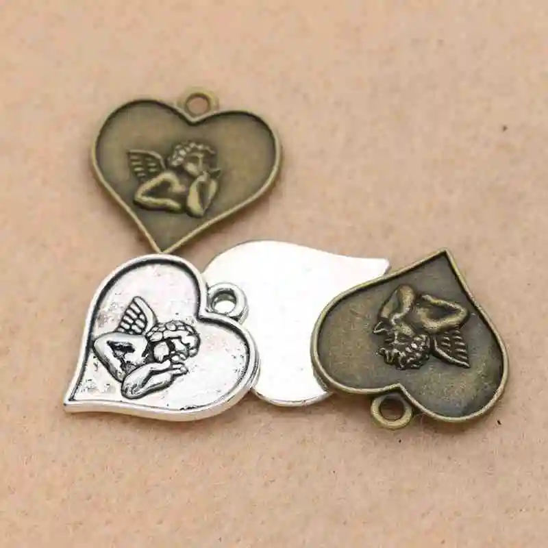 Kjjewel античные с серебристым покрытием Купидон амулеты ангелы Подвески ювелирных изделий Аксессуары Diy ручной работы 19x18 мм