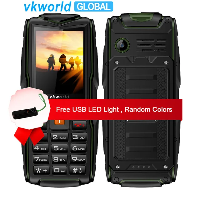 Оригинальный VKworld новый камень V3 мобильного телефона IP68 Водонепроницаемый вспышки света 2,4 дюймов 3000 мАч gsm, fm Русская клавиатура 3 слота для SIM карты