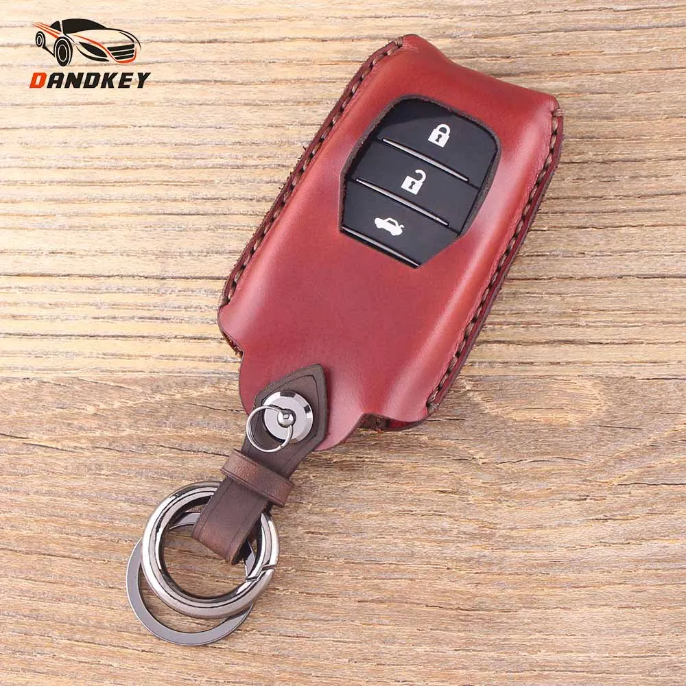 Чехол для ключей DANDKEY из натуральной кожи для Toyota Camry RAV4 Crown Highlander Corolla с 3 кнопками - Количество кнопок: color 4